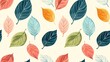 © rawdesign - Colorful pattern of various stylized leaves on beige background.