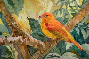 Wall Mural - Summer Tanager adult male