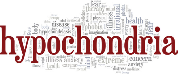 Wall Mural - Hypochondria: Health Anxiety word cloud conceptual design isolated on white background.