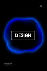 Wall Mural - abstract blue blob glowing on black background with blank space for flyer poster wallpaper template 