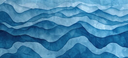 Poster - Abstract blue watercolor background with wavy shapes and texture. Blue gradient for design.