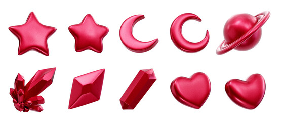 Fototapete - Red Decoration set element for design pack isolated background 3d rendering