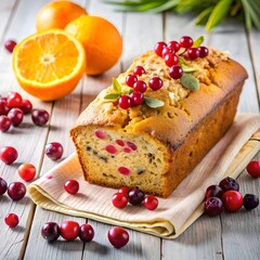 Wall Mural - Delicious homemade orange ,cranberries and poppy seeds loaf cake 