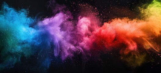 Wall Mural - colorful rainbow powder explosion on a white background banner