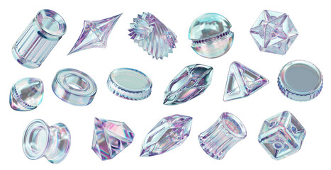 Poster - Holographic element set pack isolated background 3d rendering	
