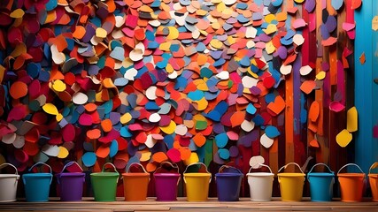 colorful confetti in a glass, colorful straws in a glass