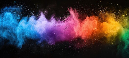 Wall Mural - colorful rainbow powder explosion on a white background banner