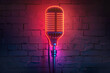 © Moon - Vector realistic isolated neon sign of Microphone flyer for template decoration and invitation covering.