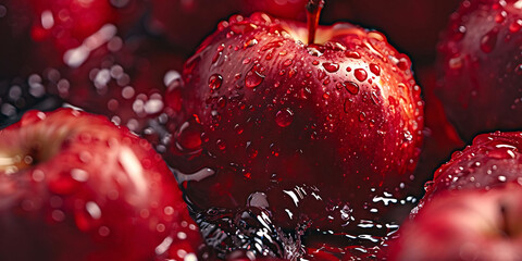 Wall Mural - Red Apples with Water Droplets