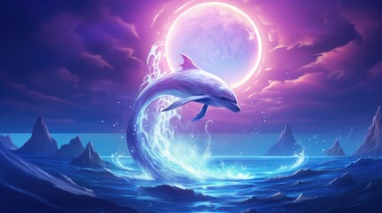 Wall Mural - Dolphin jumping out of the water 