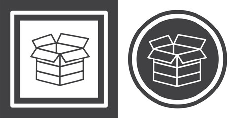 Sticker - Vector. Cardboard symbol. Black and white icon symbol design in flat.