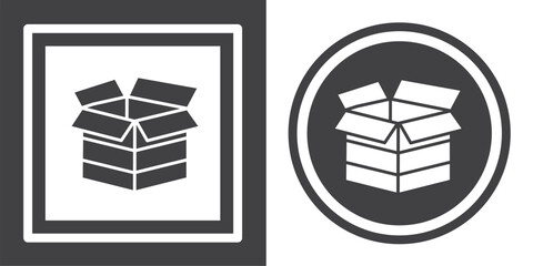 Sticker - Vector. Cardboard symbol. Black and white icon symbol design in flat.