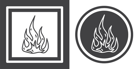 Canvas Print - Vector. Fire symbol. Black and white icon symbol design in flat.