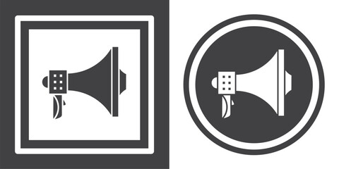 Wall Mural - Vector. Megaphone symbol. Black and white icon symbol design in flat.