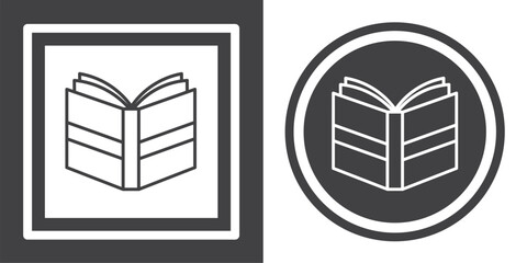 Sticker - Vector. Book symbol. Black and white icon symbol design in flat.