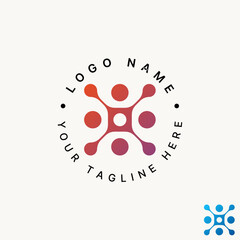 Poster - Logo design graphic concept creative premium vector stock X font star dots tech dynamic particle digital. Related to technology circular atom branding