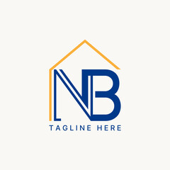 Poster - Logo design graphic concept creative premium vector stock letter NB sans serif font cut connect house home line. Related monogram typography branding