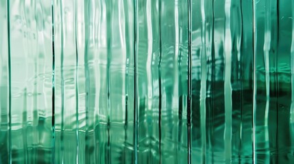 Canvas Print - Green translucent corrugated glass. Background, texture, pattern. Copy space and frame