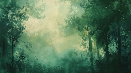 Wall Mural - Abstract wallpaper with soft green and brown strokes and dreamy elements