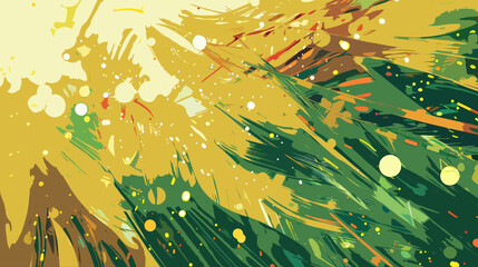 Poster - Dynamic wallpaper with greens and yellows blurry tropical foliage and sparkling light