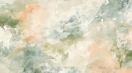 Canvas Print - Background with fluid strokes in apricot and moss blurry waves radiant light