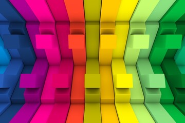 Wall Mural - Colorful boxes abstract background 3D render illustration