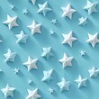 © KC. - Sparse arrangement of stars in a geometric pattern, pastel blue background, pop art style, playful and bright, flat lay
