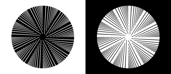Aufkleber - Abstract background with lines in circle. Art design circle concept with 12 segments. Black lines on a white background and white lines on the black side.