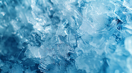 Poster - Close-up of icy blue crystals creating a stunning and detailed visual perfect for nature themes with copy space text