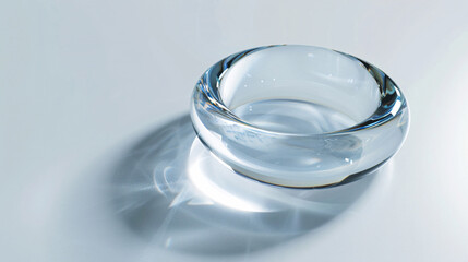 Poster - Elegant glass bowl with reflections and soft shadows creating a sophisticated and minimalistic aesthetic perfect for design themes with copy space text
