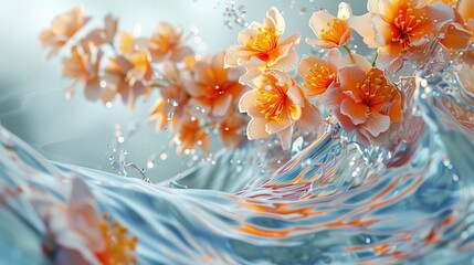 Wall Mural - Nature's Dance Vibrant Wave and Flower Fusion for Creative Inspiration