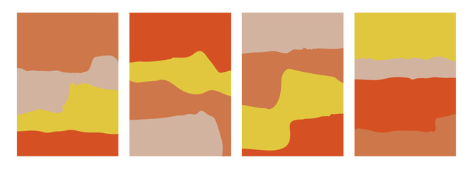 Fototapete - Autumn colors. Set of abstract backgrounds with various color hand drawn shapes for Fall season creative graphic design. Vector illustration.