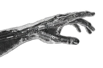 Sticker - Futuristic robotic hand technology illustration