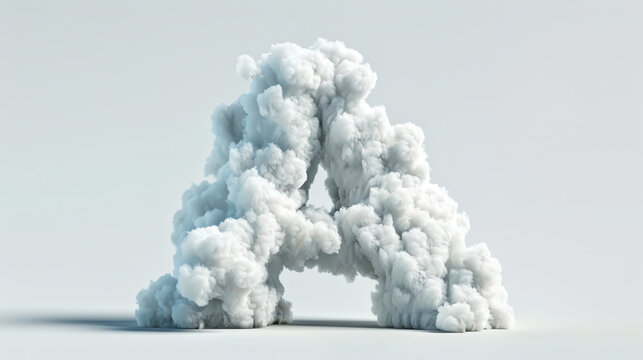 Capital letter A made of clouds or soft cotton. Fluffy airy style. Scrapbook activity. Generative AI
