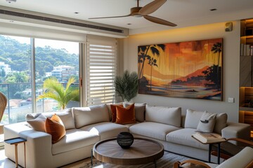 Interior of a living room in a modern house.