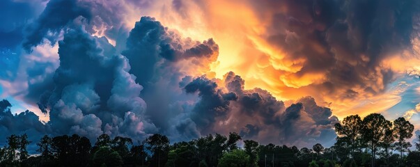 Wall Mural - Dramatic thunderstorm clouds in Central Florida.