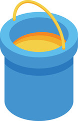 Poster - Blue bucket containing yellow liquid, representing concepts like cleaning, construction, or storage