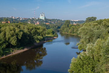 Wall Mural - Dnieper river in Smolensk on a sunny July morning. Russia