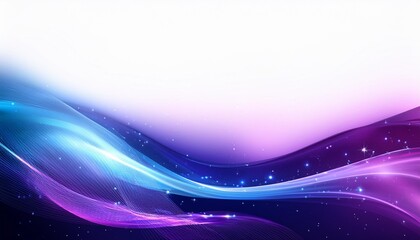 Poster - elegant purple and blue wave background with sparkling stars cosmic design