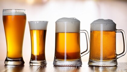 Poster - a variety of full frothy lager glasses and sizes