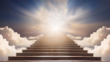 Sticker - stairway through clouds leading to heavenly light