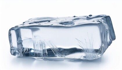 Poster - crystal clear natural melting ice block on a white background