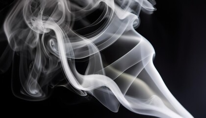 Poster - a close up view of swirling white smoke the smoke is wispy and ethereal forming intricate shapes and designs that seem to float seamlessly in the air