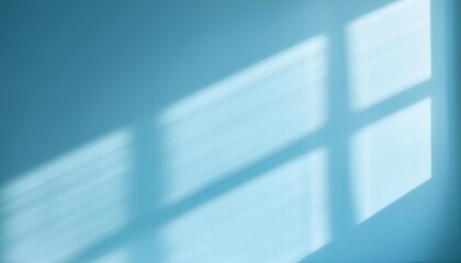 Poster - minimal abstract light blue background for product presentation shadow and light from windows on wall