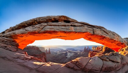 Wall Mural - panorama of mesa arch in moab utah at sunrise