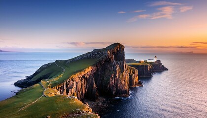 Wall Mural - stunning dusk at the neist point lighthouse in isle of skye scotland