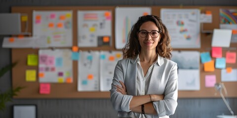 Poster - Female Business Leader Guiding Tech Innovation Session with Creative Approach
