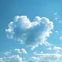 Poster - Heart Shaped Cloud Formation Symbolizing Love and Connection in Bright Blue Sky