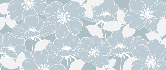 Canvas Print - Light blue abstract floral background. Vector illustration