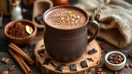 cup of coffee with cinnamon , hot chocolate.